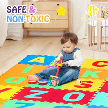 Load image into Gallery viewer, Kids Foam Interlocking Puzzle Play Mat with Alphabet and Numbers 72-Piece Set