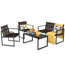 Load image into Gallery viewer, 4 Pieces Patio Furniture Conversation Set with Sofa Loveseat Armrest Garden Deck