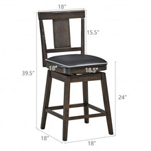 Load image into Gallery viewer, 24 inch Swivel Upholstered Counter Height Bar Chair with Rubber Wood Legs