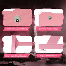 Load image into Gallery viewer, 47" Z-Shaped Computer Table with Cup Holder Headphone Hook-Pink