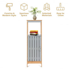 Load image into Gallery viewer, Bathroom Floor Cabinet Freestanding Single Door Bamboo 3-Tier Storage