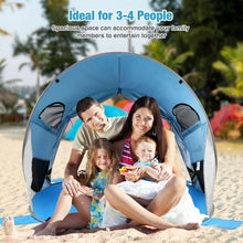 Load image into Gallery viewer, Pop Up Beach Tent Anti-UV UPF 50+ Portable Sun Shelter for 3-4 Person-Blue