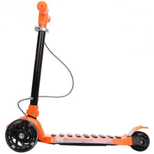 Load image into Gallery viewer, Folding Aluminum 3 LED Light Up Wheels Kids Music Kick Scooter-Orange