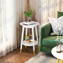 Load image into Gallery viewer, 2-Tier Round End Table with Storage Shelf for Home Office Decor Accent Side Table