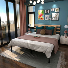 Load image into Gallery viewer, Queen Size Metal Bed Frame Foundation with Headboard
