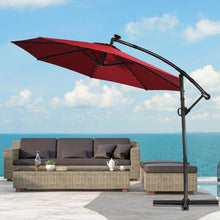 Load image into Gallery viewer, 10FT 360° Rotation Solar Powered LED Patio Offset Umbrella-Burgundy