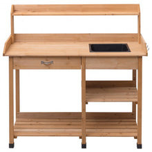 Load image into Gallery viewer, Outdoor Lawn Patio Potting Bench Storage Table Shelf