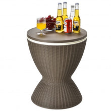 Load image into Gallery viewer, 3 in 1 8 Gallon Patio Rattan Cooler Bar Table with Adjust Ice Bucket-Brown