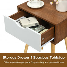 Load image into Gallery viewer, End Side Storage Drawer Nightstand with Solid Wooden Leg