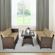 Load image into Gallery viewer, 3 Pcs Rattan Dining Set Patio Furniture Sofa with Cushions