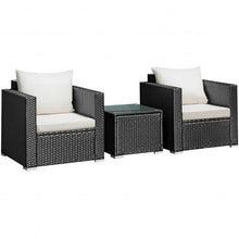 Load image into Gallery viewer, 3 Pcs Patio wicker Furniture Set-White