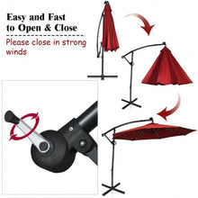 Load image into Gallery viewer, 10FT 360° Rotation Solar Powered LED Patio Offset Umbrella-Burgundy