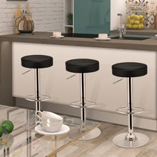 Load image into Gallery viewer, 1 PC Round Leather Seat Chrome Leg Adjustable Hydraulic Swivel Bar Stool-White