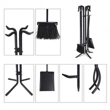 Load image into Gallery viewer, 5 Pieces Fireplace Iron Standing Tools Set