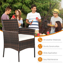 Load image into Gallery viewer, 2 Pieces Rattan Arm Dining Chair Cushioned Sofa Furniture Patio