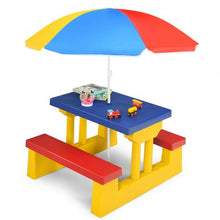 Load image into Gallery viewer, Kids Picnic Folding Table and Bench with Umbrella-Yellow