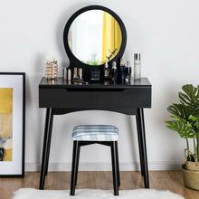 Load image into Gallery viewer, Dressing Table Vanity Makeup Set with Mirror Cushioned Stool Additional Storage