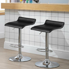Load image into Gallery viewer, Set of 2 Adjustable PU Leather Backless Bar Stools-Black