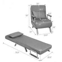 Load image into Gallery viewer, Folding 5 Position Convertible Armchair Couch with Pillow-Gray