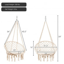 Load image into Gallery viewer, Macrame Cushioned Hanging Swing Hammock Chair-Beige