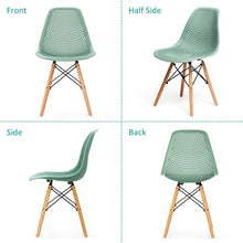 Load image into Gallery viewer, 2 Pcs Modern Plastic Hollow Chair Set with Wood Leg-Green