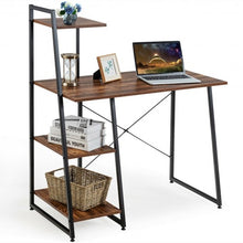 Load image into Gallery viewer, Computer Desk with Shelves Study Writing Desk Workstation Bookshelf-Brown