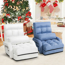 Load image into Gallery viewer, Folding Lazy Floor Chair Sofa with Armrests and Pillow-White