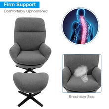 Load image into Gallery viewer, Modern Swivel Rocking Chair and Ottoman Set with Aluminum Alloy Base-Gray