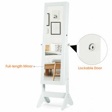 Load image into Gallery viewer, LEDs Lockable Jewelry Cabinet with Full-Length Mirror-White