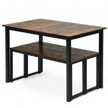 Load image into Gallery viewer, 3-Piece Kitchen Dining Table Set with 2 Benches for Limited Space -Coffee