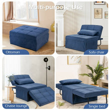 Load image into Gallery viewer, Sofa Bed 4 in 1 Multi-Function Convertible Sleeper Folding footstool-Blue