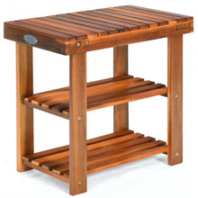 Load image into Gallery viewer, 3-Tier Wood Shoe Rack 19' Shoe Bench Boots Organizer