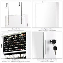 Load image into Gallery viewer, Wall and Door Mounted Mirrored Jewelry Cabinet with Lights-White