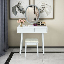 Load image into Gallery viewer, Touch Screen Vanity Makeup Table Stool Set -White