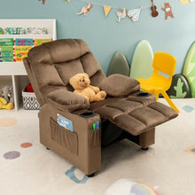 Load image into Gallery viewer, Adjustable Lounge Chair with Footrest and Side Pockets for Children-Brown