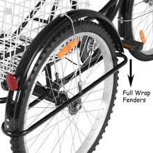 Load image into Gallery viewer, 26" Seat Height Adjustable Single Speed 3-wheel Tricycle with Bell-Black