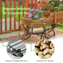 Load image into Gallery viewer, Wooden Wagon Plant Bed With Wheel for Garden Yard-Brown