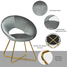 Load image into Gallery viewer, Modern Accent Velvet Dining Arm Chair w/ Golden Metal Legs and Soft Cushion-Gray