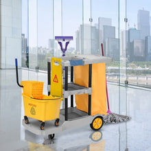 Load image into Gallery viewer, Commercial Janitorial Cleaning Cart 3 Shelf Housekeeping Ultility Cart