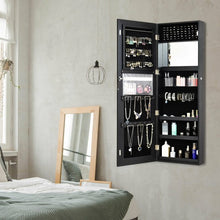 Load image into Gallery viewer, Door Wall Mount Touch Screen Mirrored Jewelry Cabinet-Black
