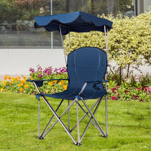 Load image into Gallery viewer, Portable Folding Beach Canopy Chair with Cup Holders-Blue