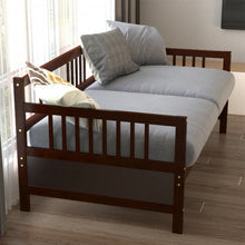 Load image into Gallery viewer, Twin Size Wooden Slats Daybed Bed with Rails-Chocolate