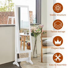 Load image into Gallery viewer, Mirrored Standing Jewelry Cabinet Storage Box-White
