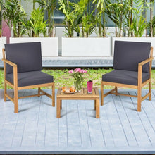 Load image into Gallery viewer, 3 PCS Solid Wood Patio Table Chairs Set