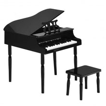 Load image into Gallery viewer, 30-Key Wood Toy Kids Grand Piano with Bench & Music Rack-Black