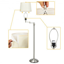 Load image into Gallery viewer, Swing Arm LED Floor Lamp with Hanging Fabric Shade