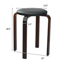 Load image into Gallery viewer, Set of 4 Bentwood Round Stool Stackable Dining Chair with Padded Seat -Black