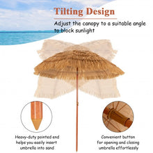 Load image into Gallery viewer, 6.5ft Portable Thatched Tiki Beach Umbrella with Adjustable Tilt for Poolside and Backyard