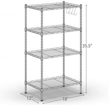 Load image into Gallery viewer, 4-Wire Shelving Metal Adjustable Storage Rack with Removable Hooks-Silver
