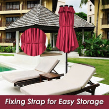 Load image into Gallery viewer, 15 Ft Solar LED Patio Double-sided Umbrella Market Umbrella with Weight Base-Red
